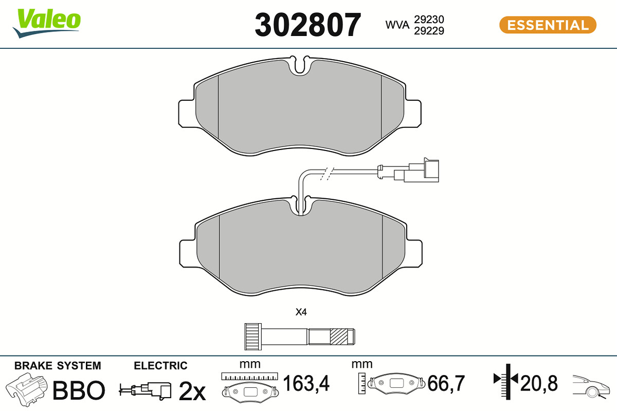 Kit pastiglie freno, Freno a disco - 302807 VALEO